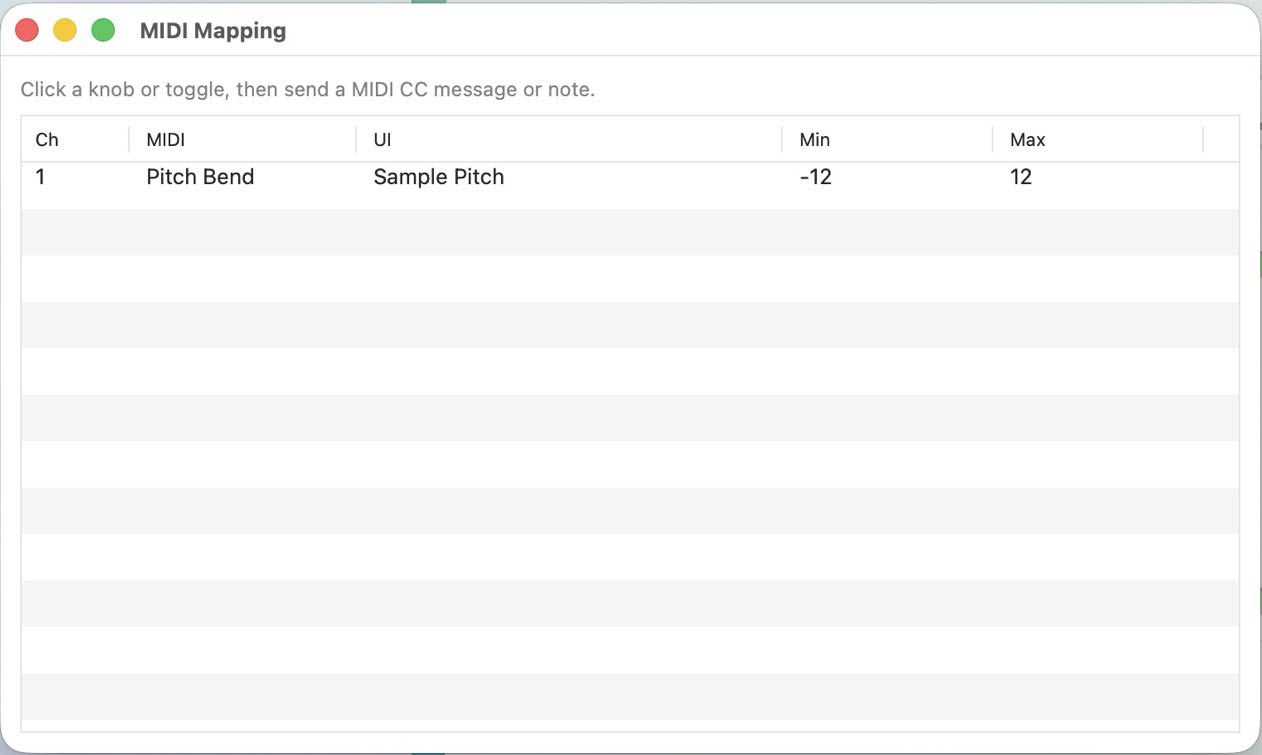 MIDI Mapping Window